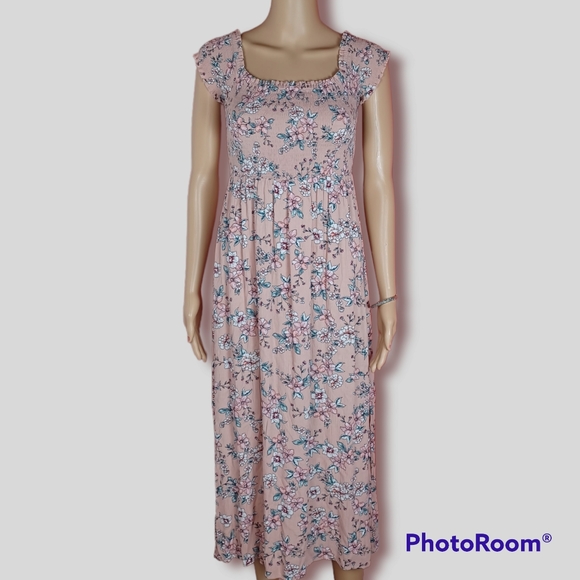 Aeropostale Light Pink Floral Midi Dress - Picture 2 of 6